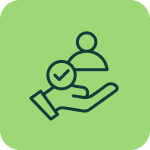 User verification checkmark in hand icon