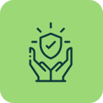 Security emblem with hands and shield